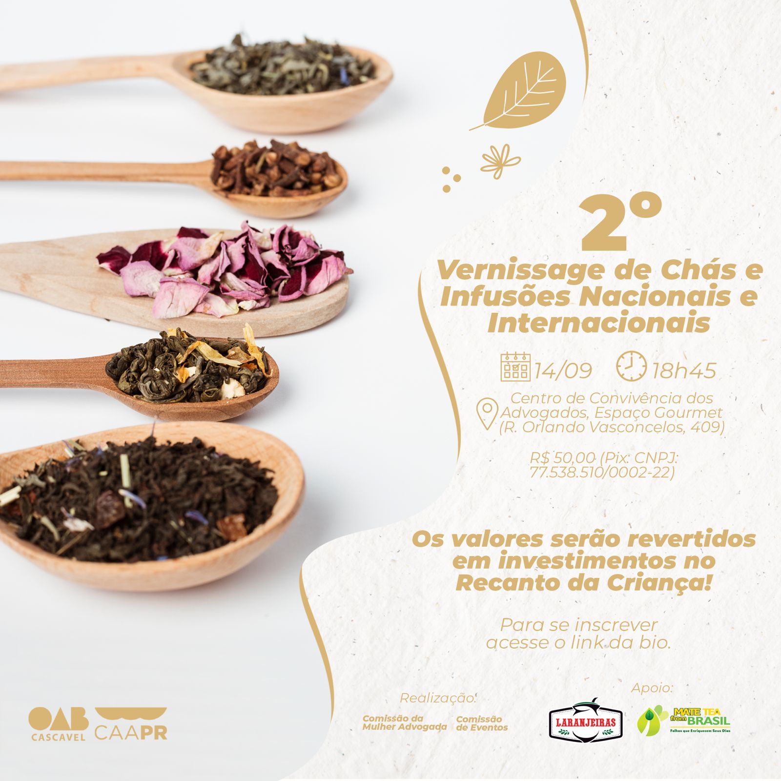 2º Vernissage de Chás e Infusões Nacionais e Internacionais ocorrerá em setembro